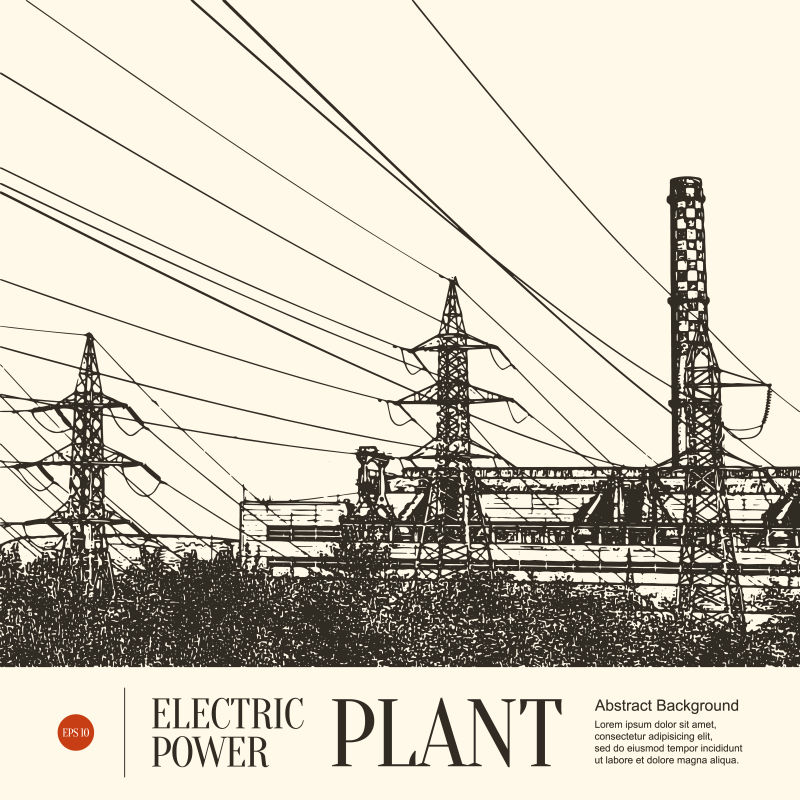 电力站矢量插图