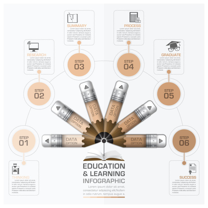 铅笔图案的信息图表矢量设计