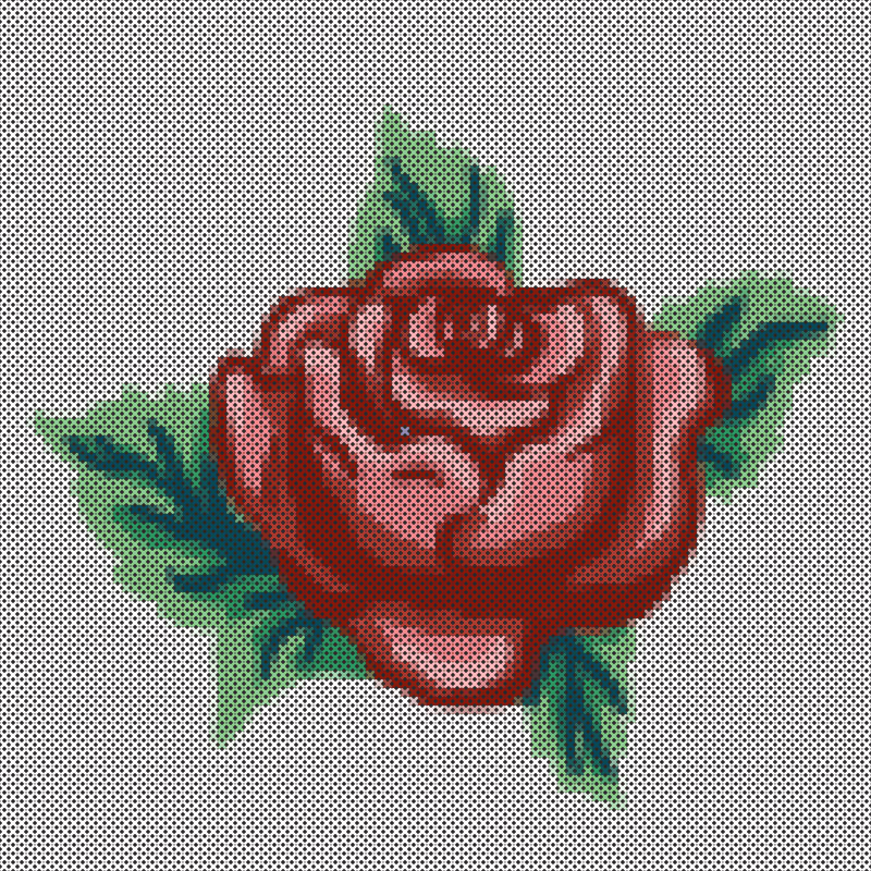 红玫瑰刺绣矢量设计