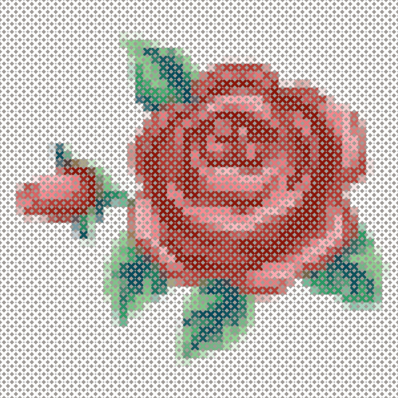 红色玫瑰图案刺绣矢量设计