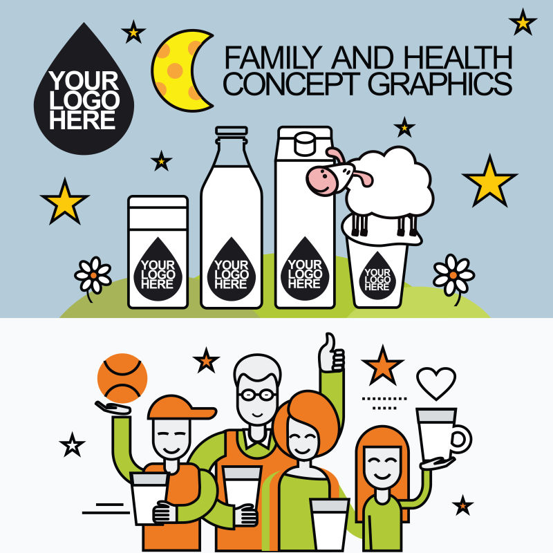 矢量的健康家庭概念信息图表