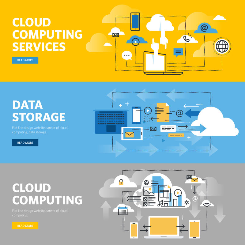 矢量的云数据传输概念横幅