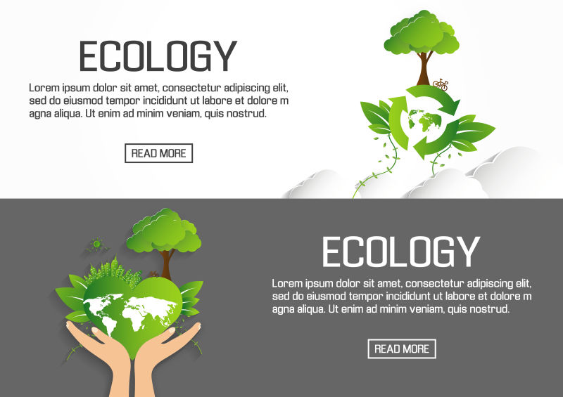 矢量的生态主题网络横幅设计