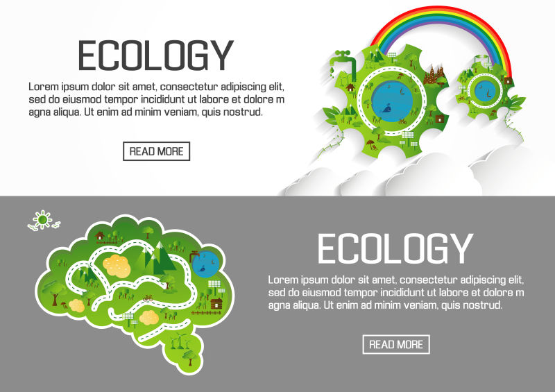 矢量生态主题的创意横幅设计