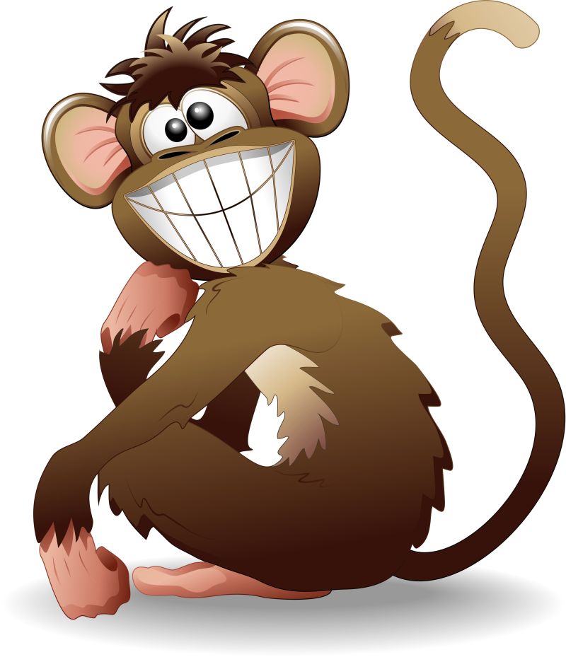 创意矢量卡通咧嘴笑的猴子插图