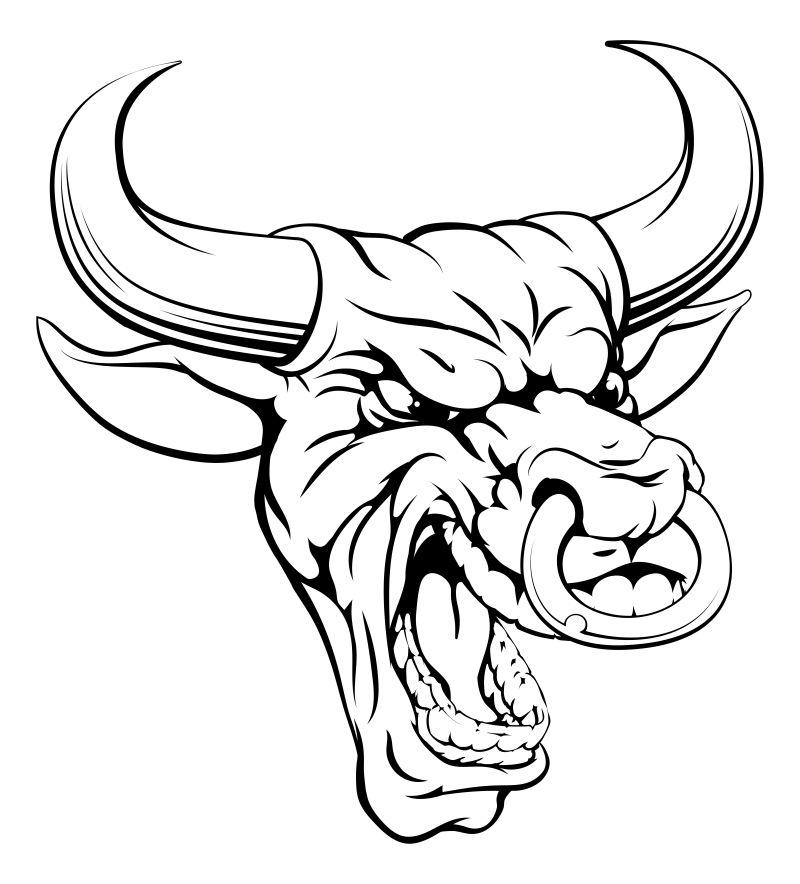 矢量愤怒的公牛插图设计