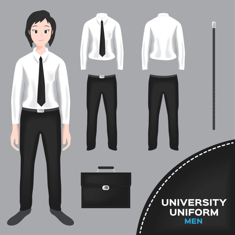 创意矢量男子亚洲大学制服设计