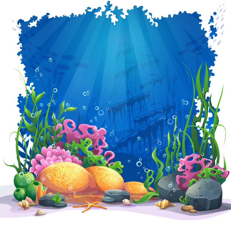 矢量的海底珊瑚插图