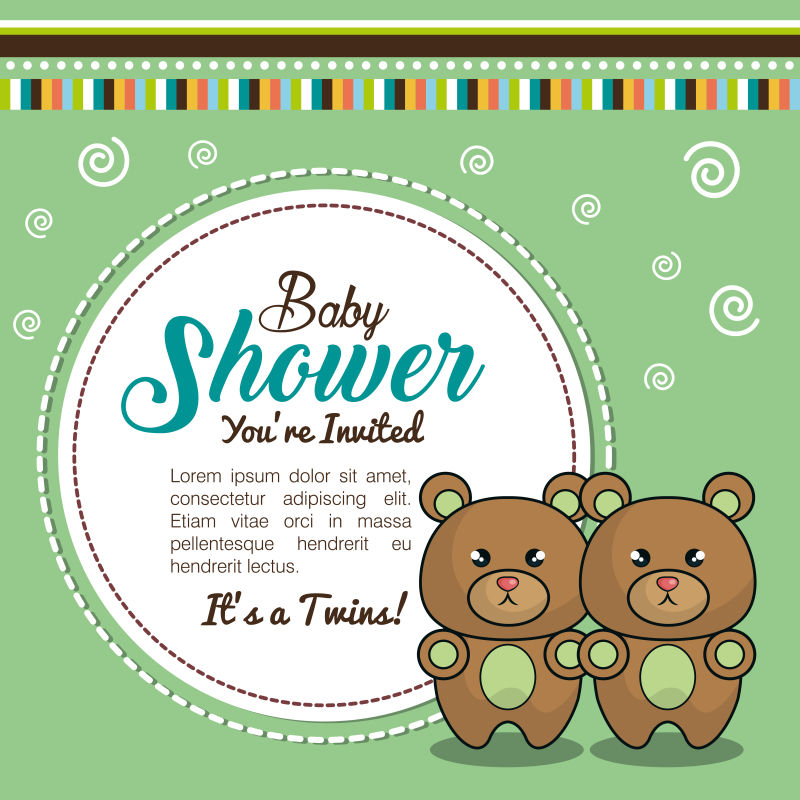 熊宝宝图案的沐浴卡矢量设计