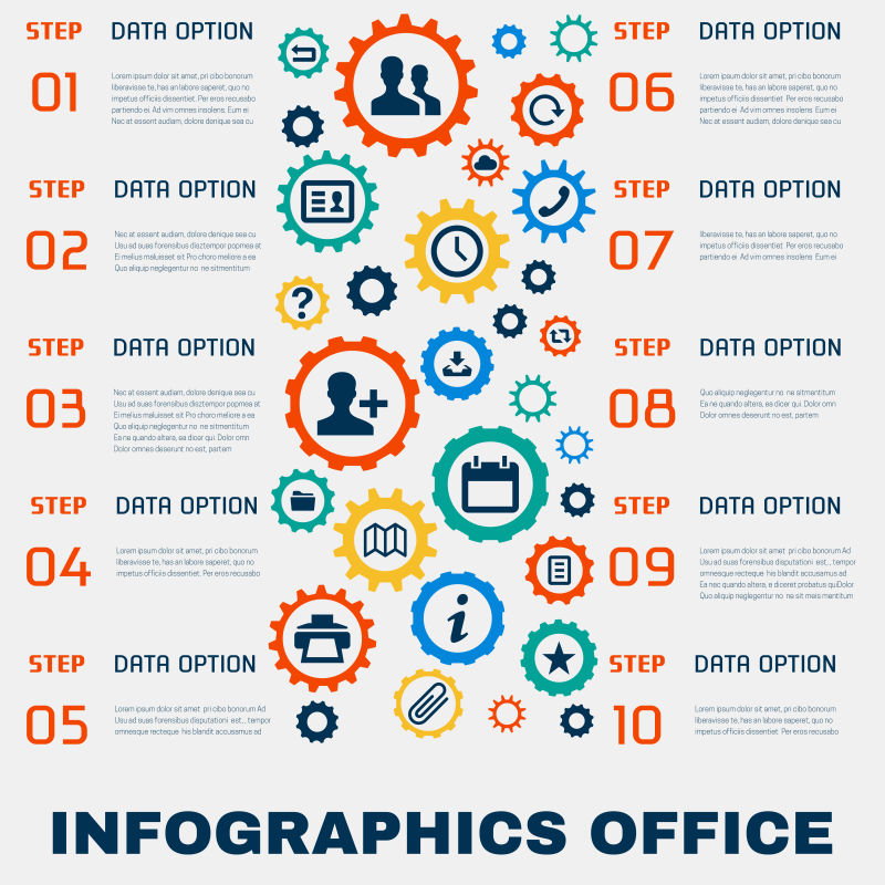 齿轮图案的商业信息图矢量设计