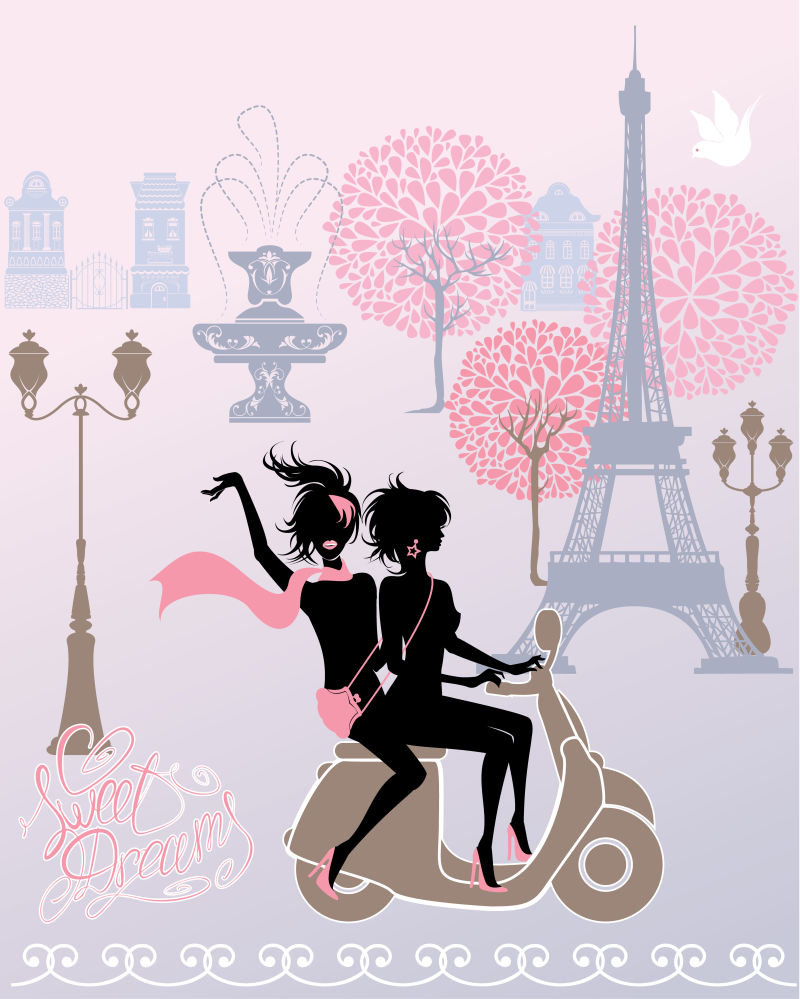 矢量浪漫时尚巴黎设计插图背景