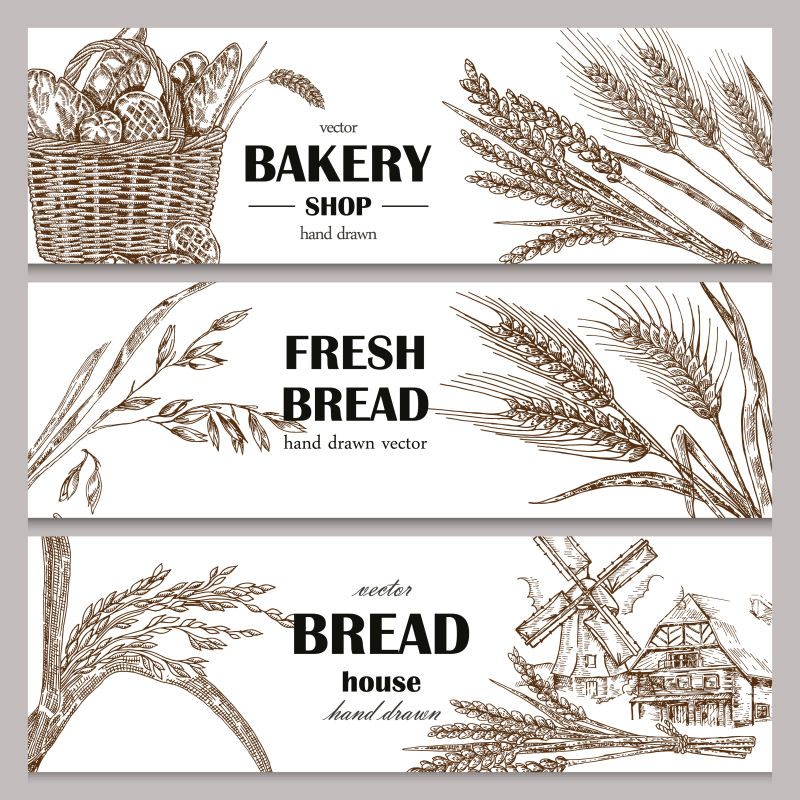 素描风格的面包店标志