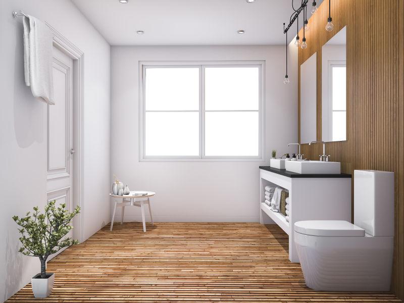 光线好的木制现代豪华浴室