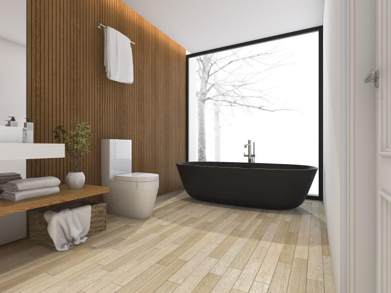 现代豪华浴缸的浴室渲染