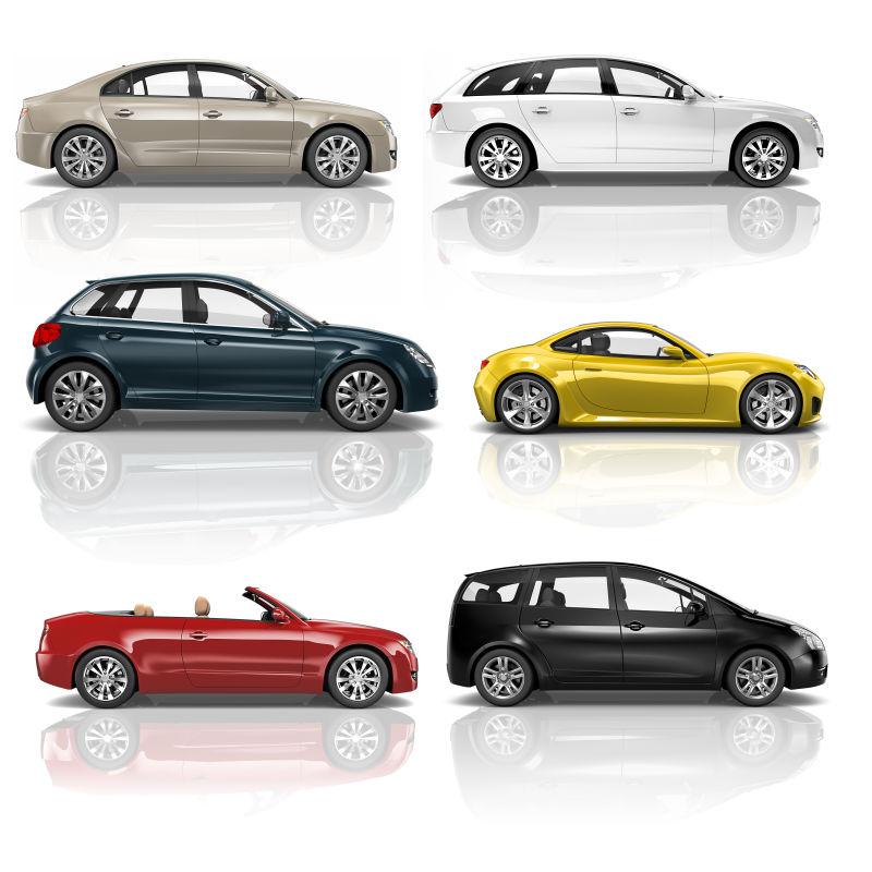 六辆不同样式的汽车模型
