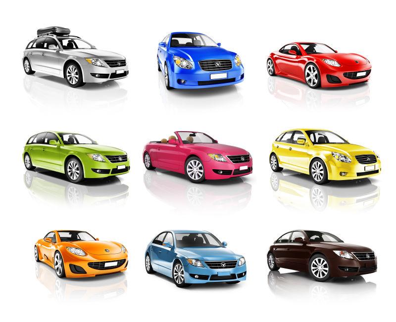 九个不同样式的汽车模型
