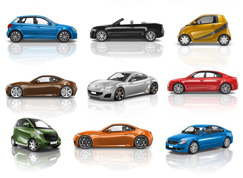 九个不同的汽车模型