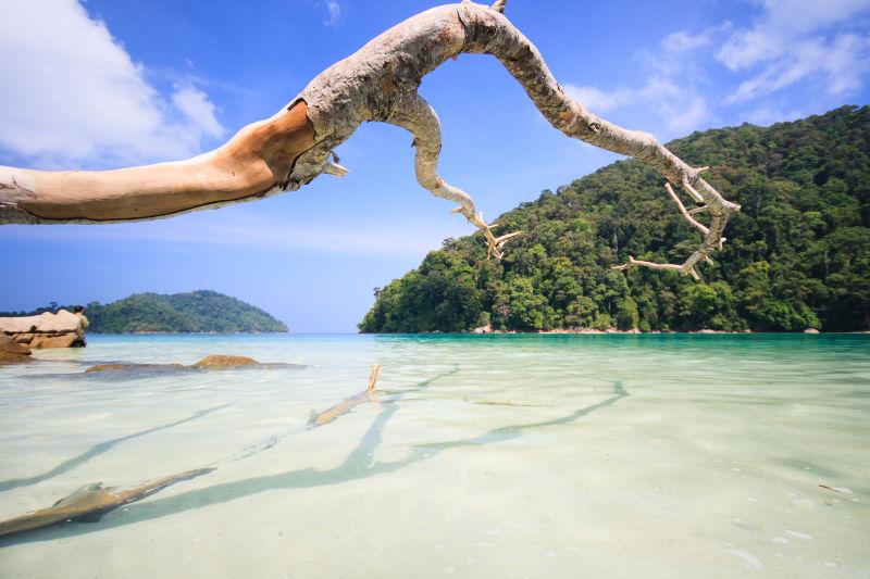 蓝天白云下的美丽海景