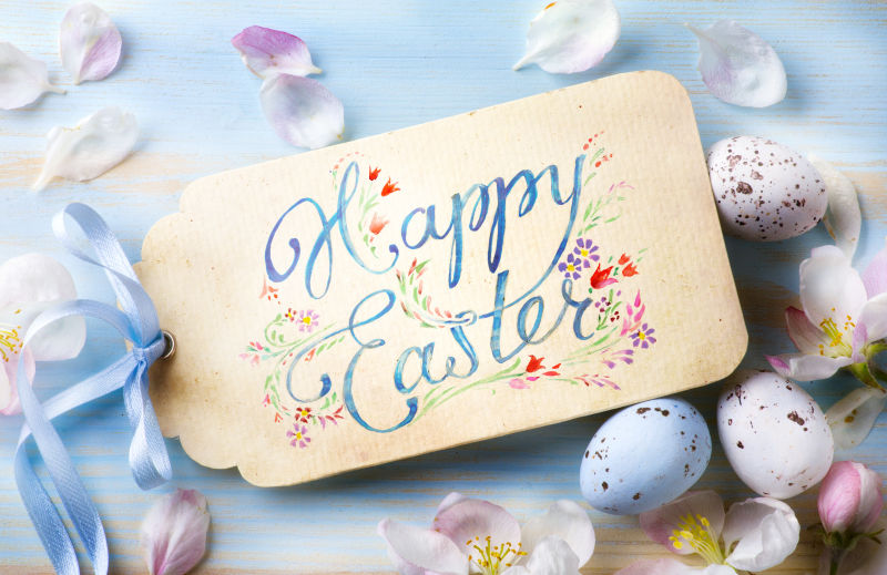 复活节彩蛋和祝福卡片
