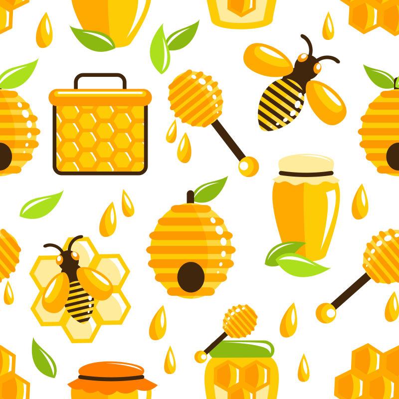 蜜罐蜂巢与细胞食品无缝图案插图