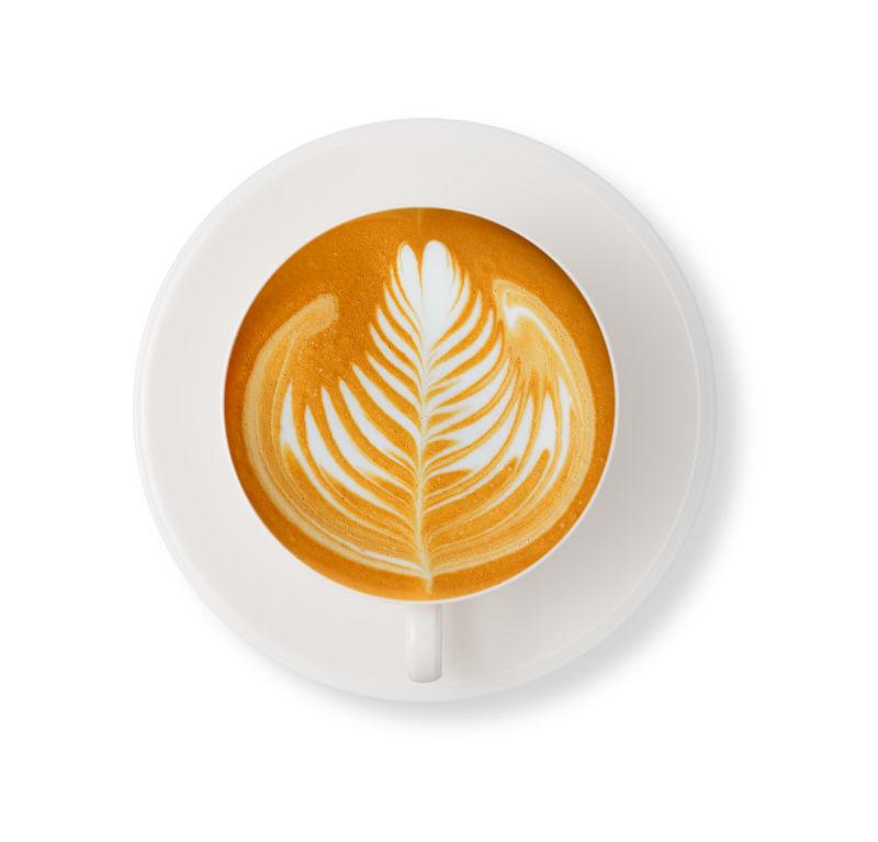 咖啡上的树叶图案