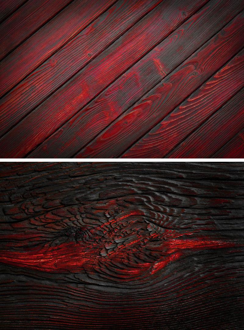 红色的带有年轮的木制纹理拼贴