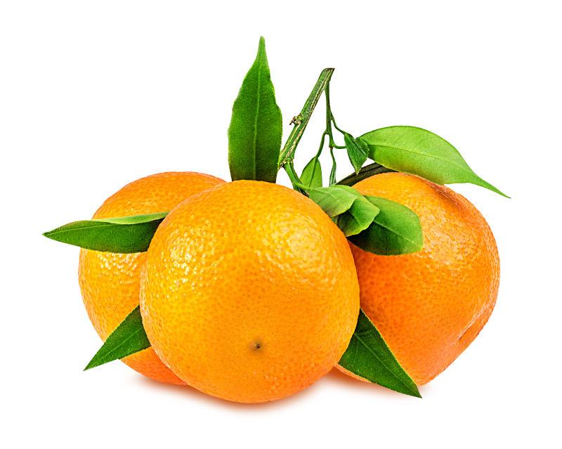 白色背景下的新鲜的橘子