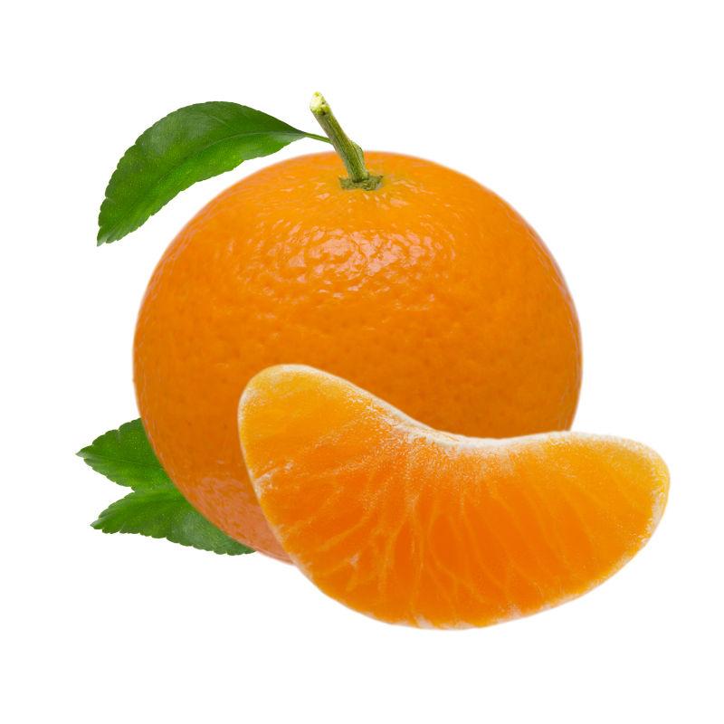 夜店鲜橙果实在白色背景下