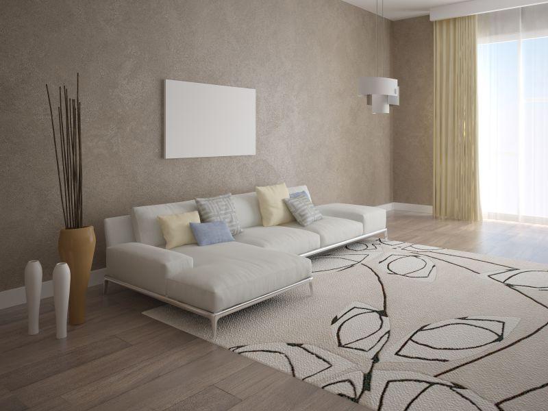 大型明亮的客厅与现代沙发