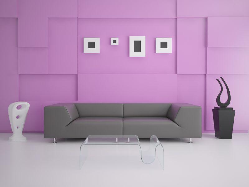 高科技客厅的创意背景与舒适的沙发