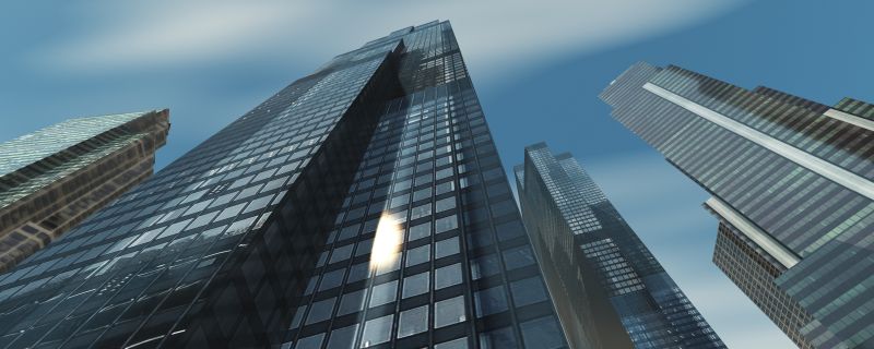 摩天大楼对着天空的全景