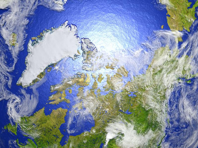 加拿大北部和格陵兰岛的地球模式