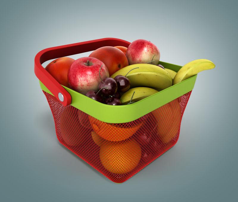 购物篮充满新鲜水果