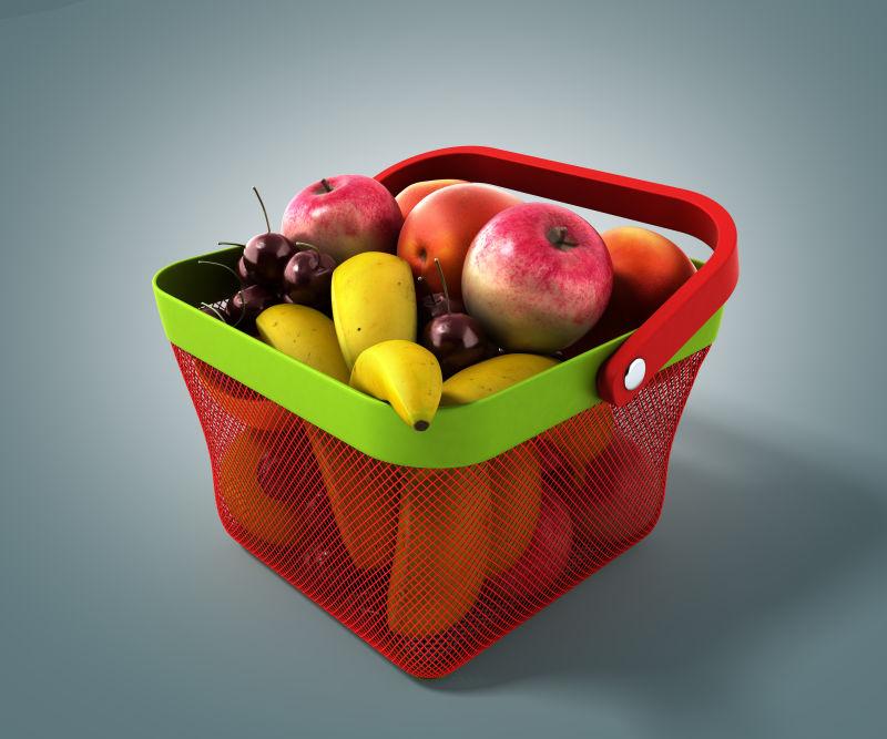 3d篮子里的新鲜水果