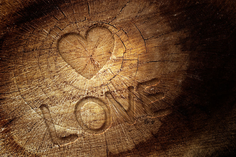 木制背景中的情人节标志