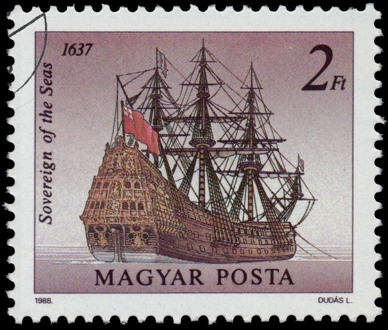 大海上的帆船邮票