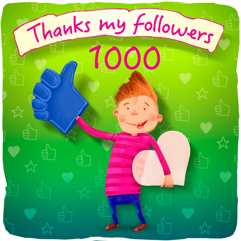 感谢我的1000个追随者的社交网络形象