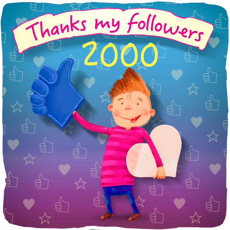 感谢我的2000个追随者的社交网络形象
