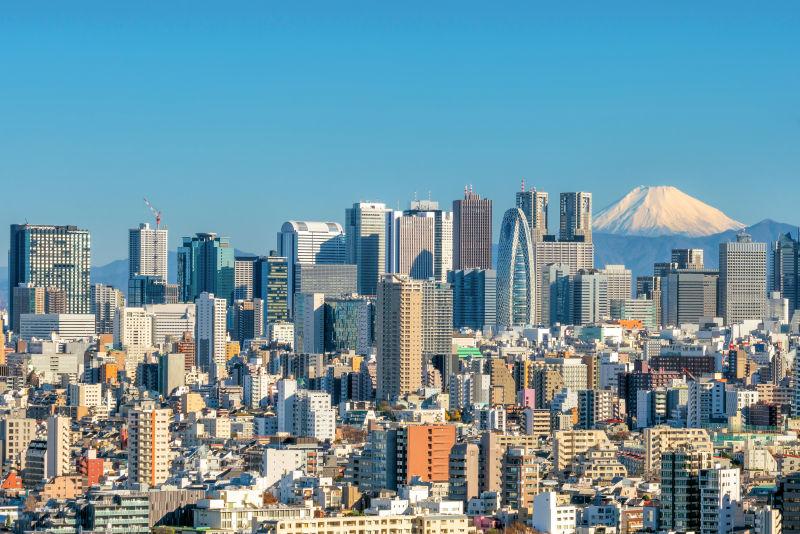 东京天际线与日本富士山