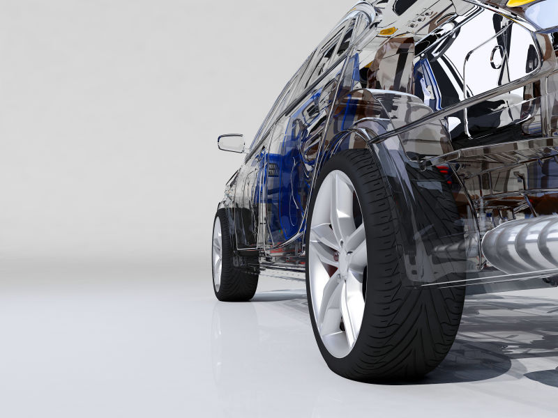 白色背景下的3D汽车轮廓模型