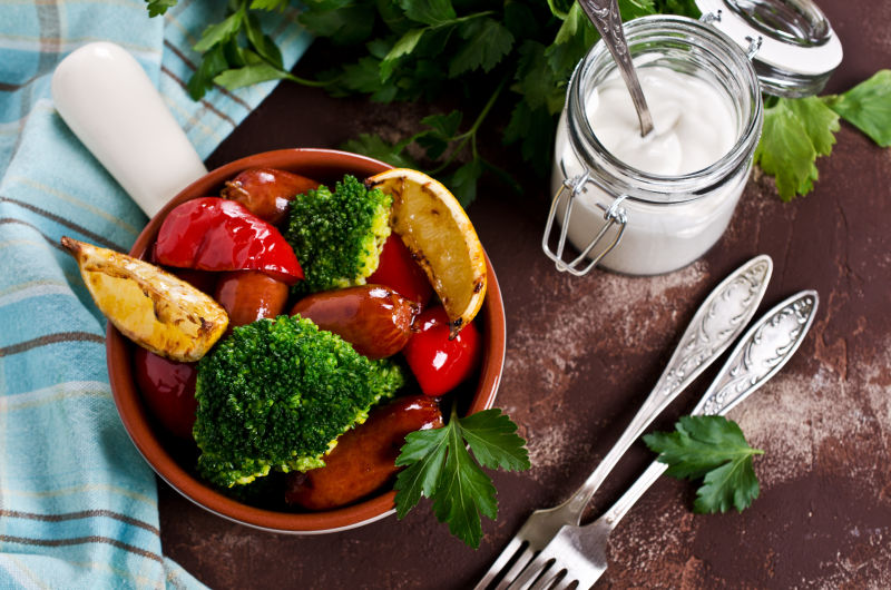 美味的蔬菜火腿