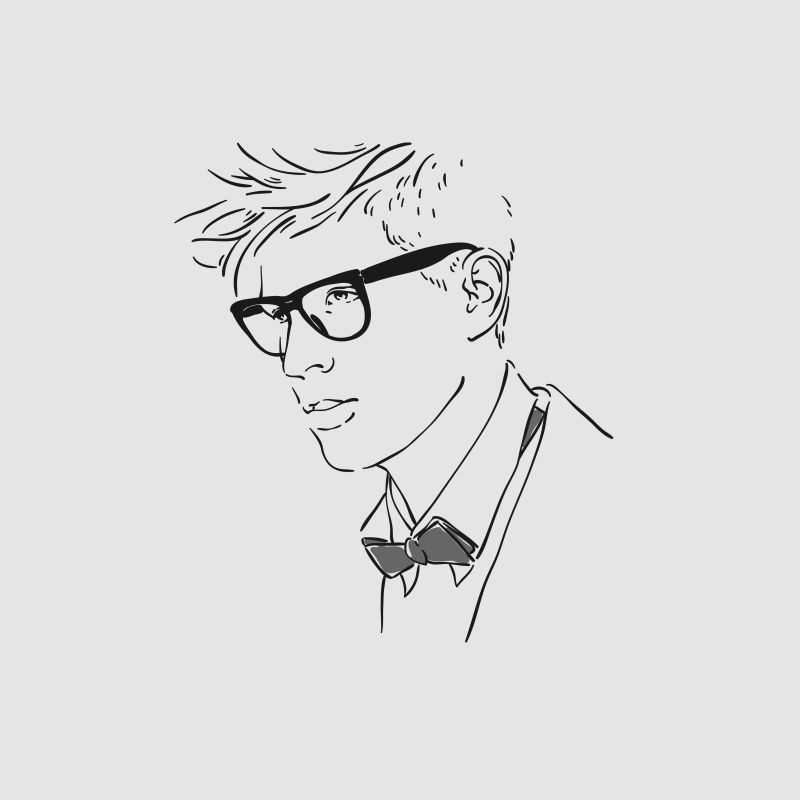 戴眼镜的英俊年轻人矢量插图