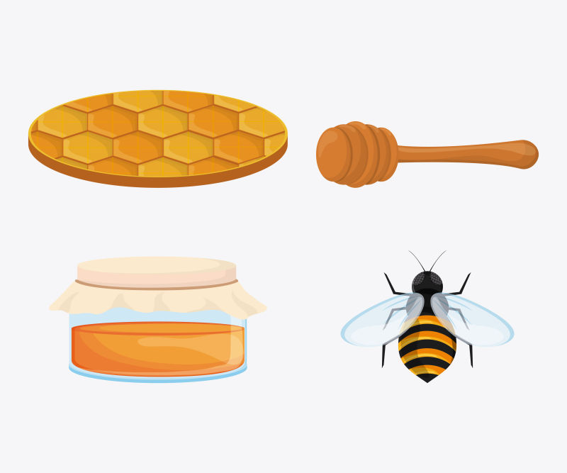 抽象矢量蜂蜜生产工具的插图