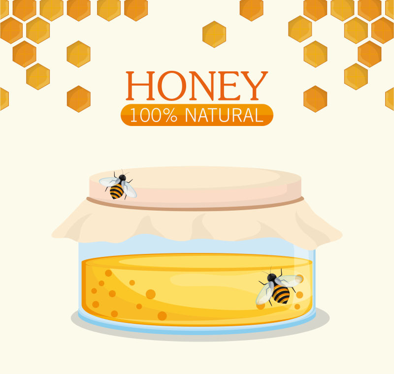 创意矢量新鲜有机蜜蜂的插图
