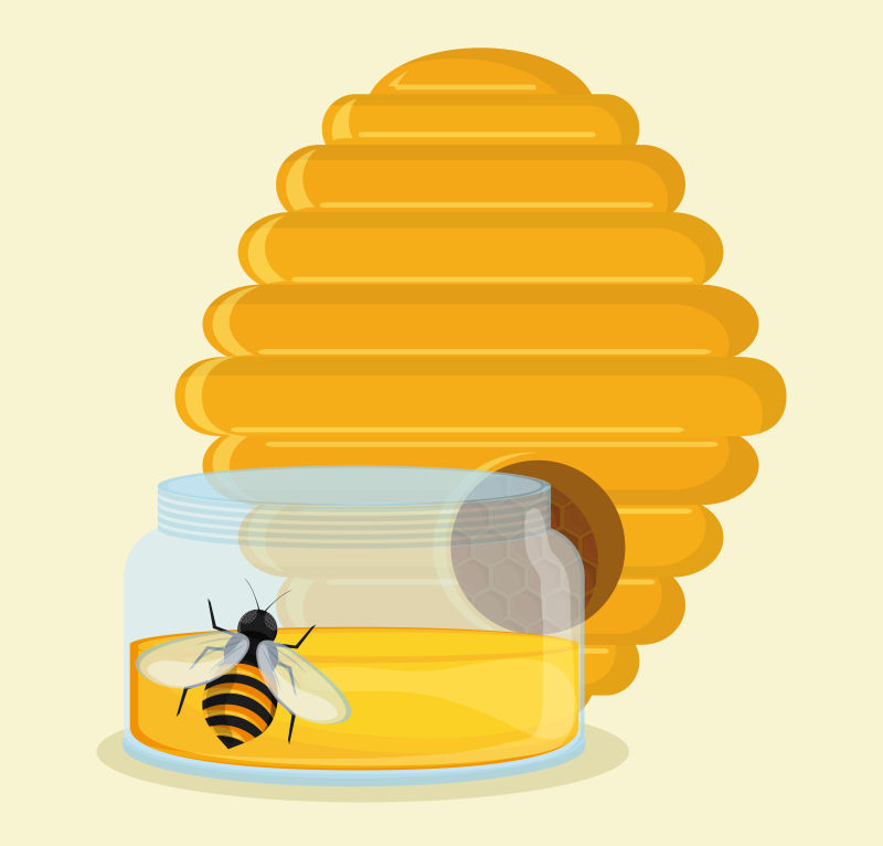 矢量蜂蜜生产概念的插图