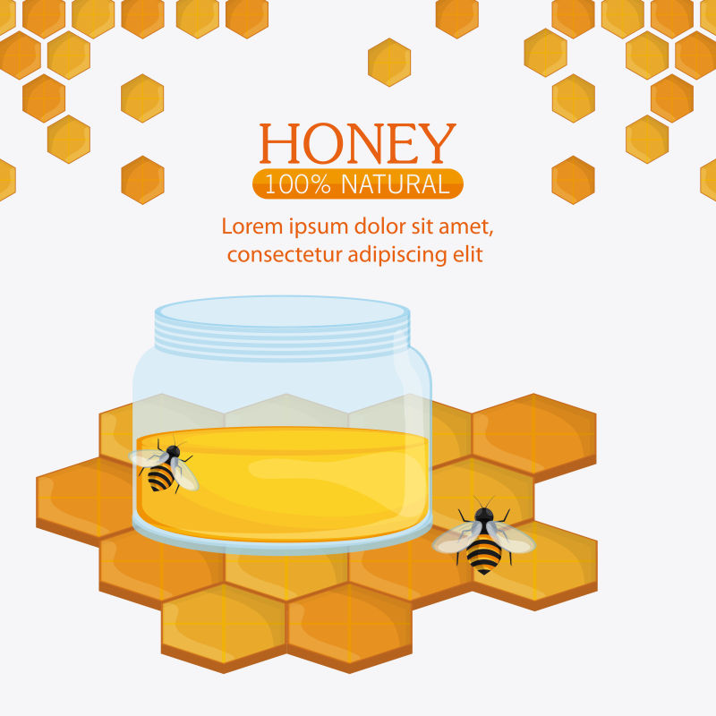 矢量有机健康的蜂蜜平面插图