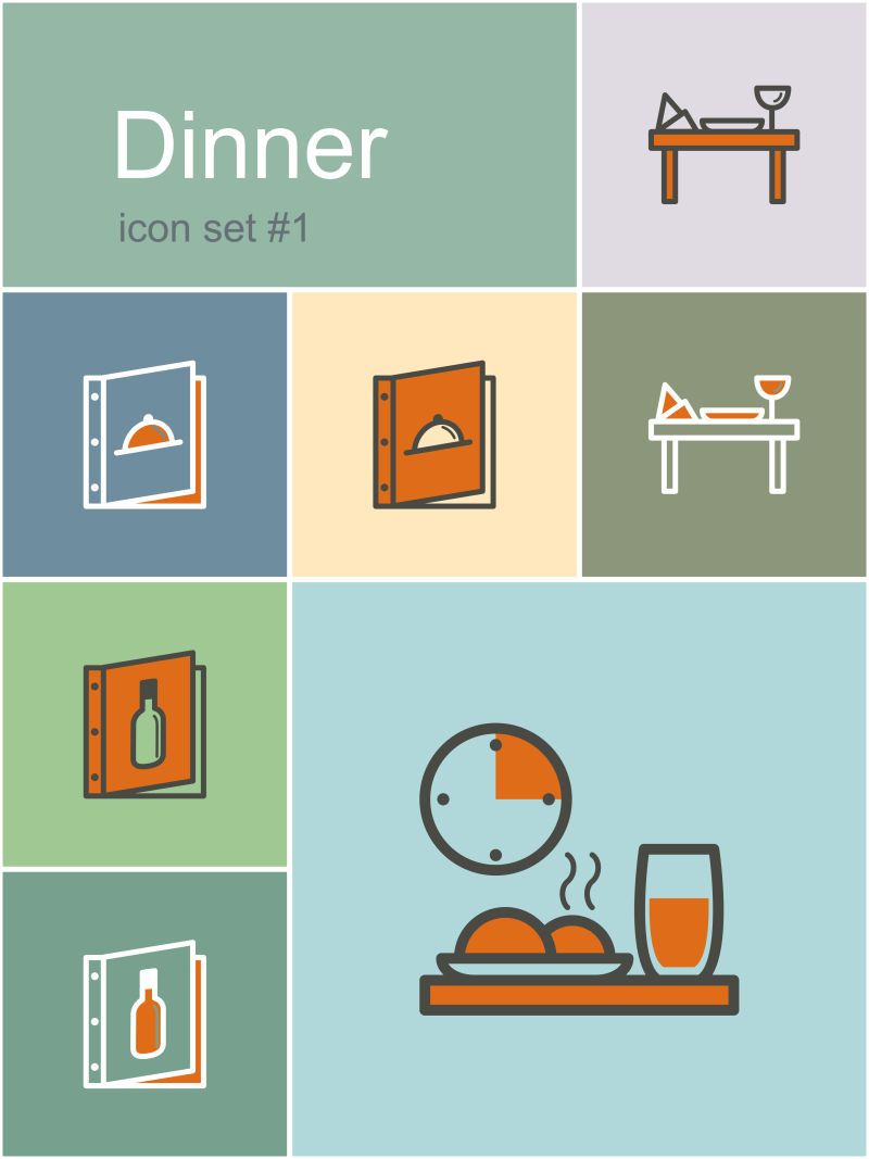 晚餐菜单食品图标矢量设计