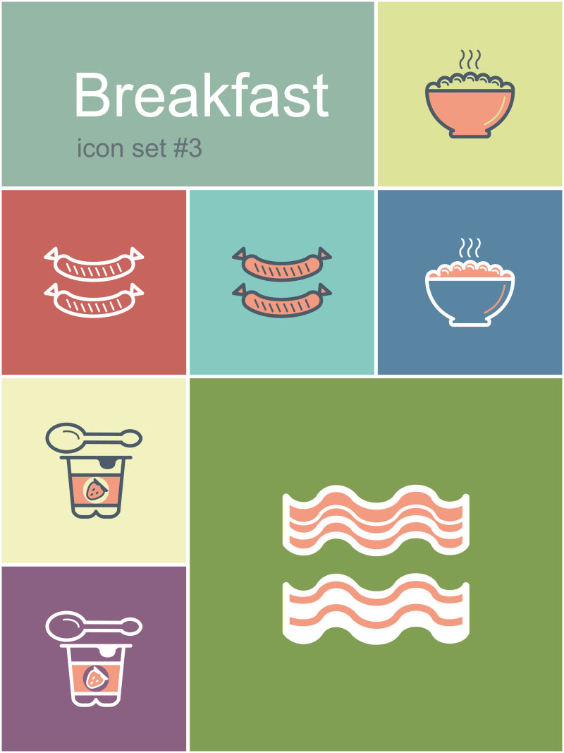 早餐食品菜单图标矢量设计