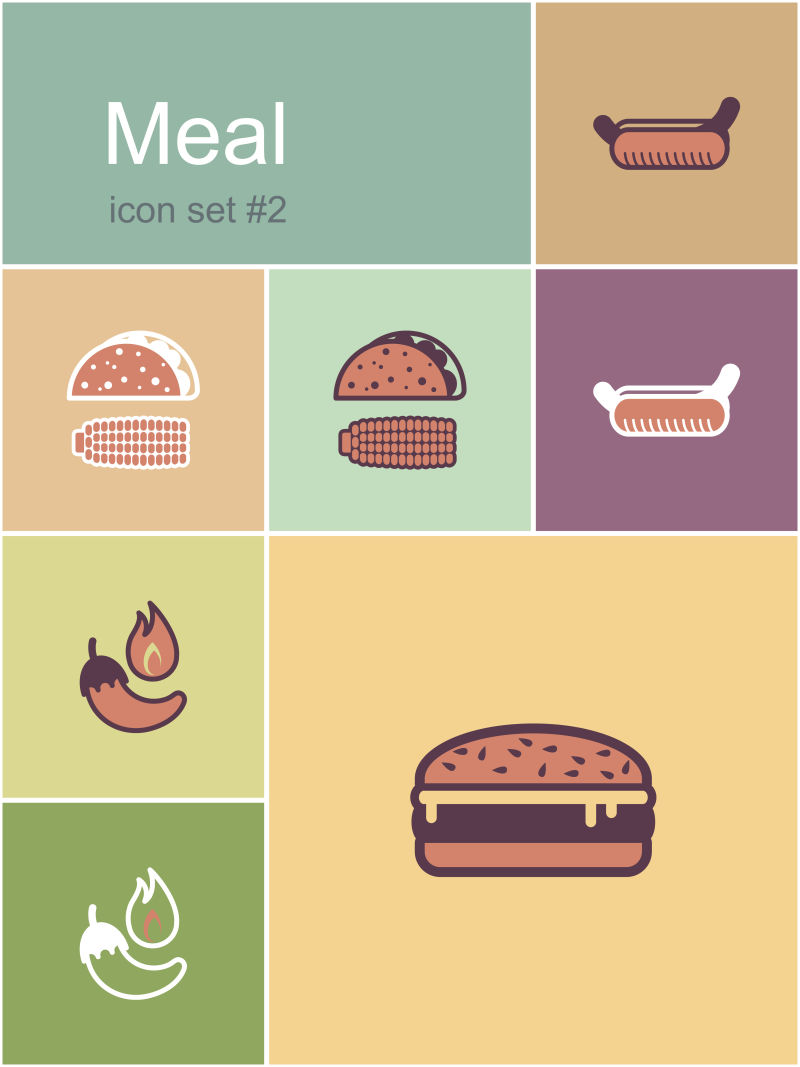 矢量的快餐食物图标设计