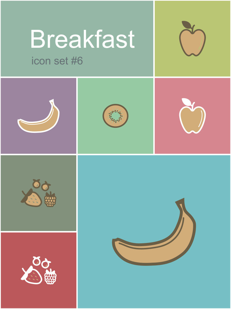 矢量的早餐水果图标设计